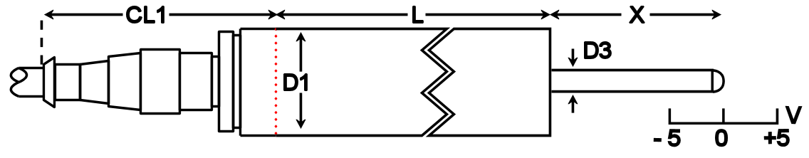 dimensional drawing of DCWH spring return version